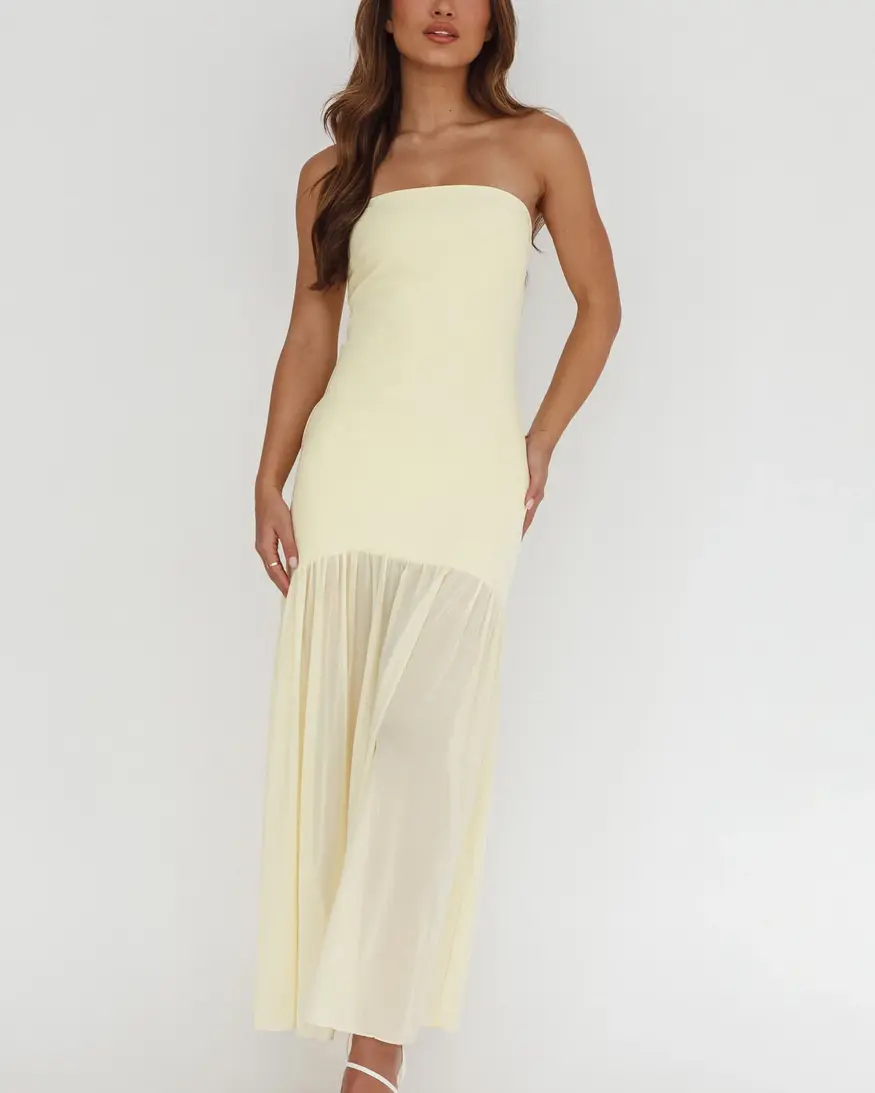 Strapless Sheer Maxi Dress