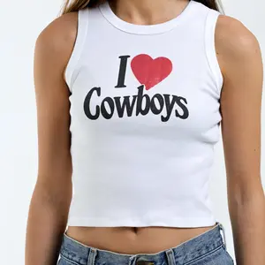 Girl Dangerous I Heart Cowboys Rib Tank