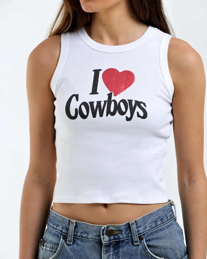 Girl Dangerous I Heart Cowboys Rib Tank