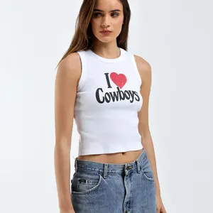 Girl Dangerous I Heart Cowboys Rib Tank