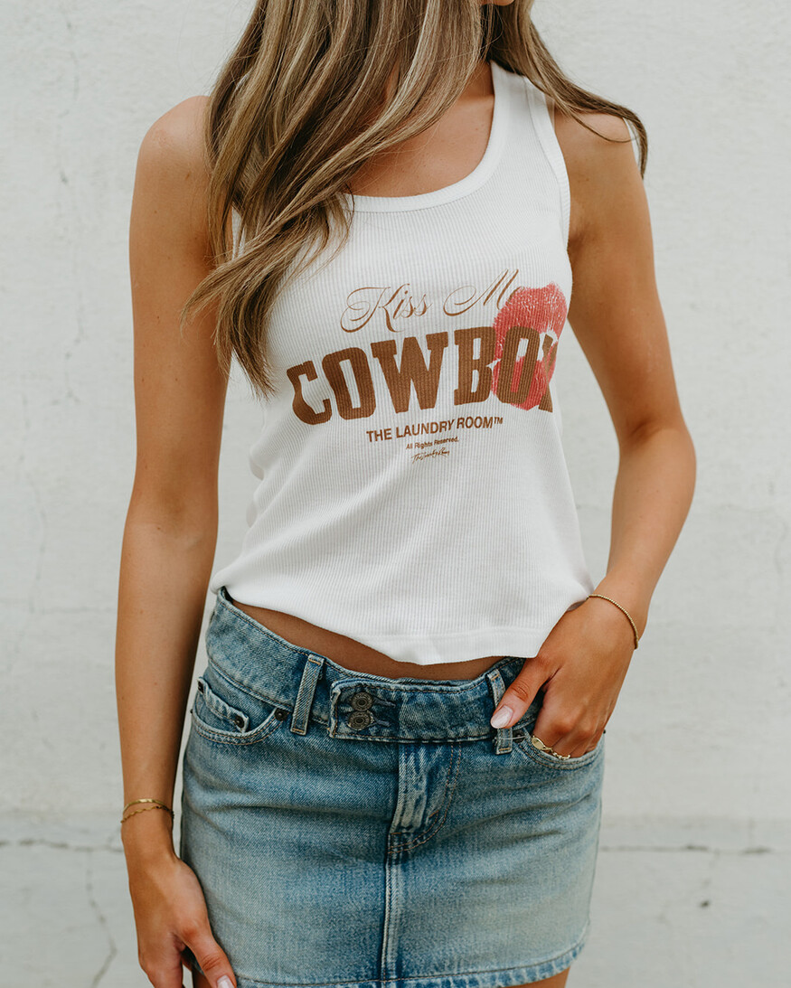 The Laundry Room Kiss Me Cowboy Rib Tank