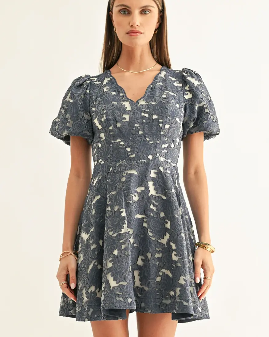 Adelyn Rae Fern Jacquard Mini Dress