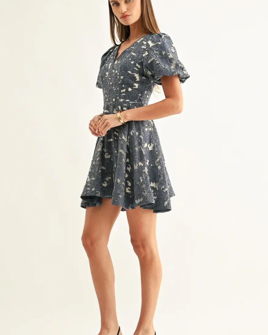 Adelyn Rae Fern Jacquard Mini Dress
