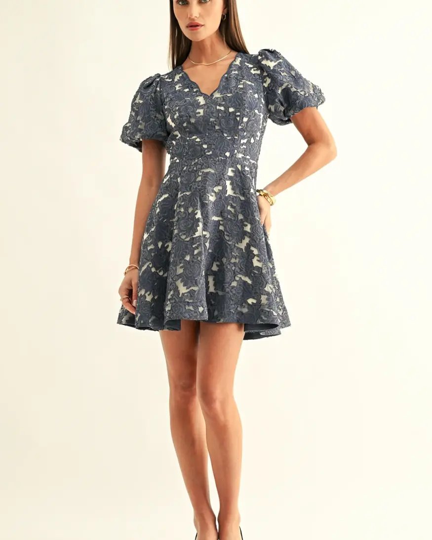 Adelyn Rae Fern Jacquard Mini Dress
