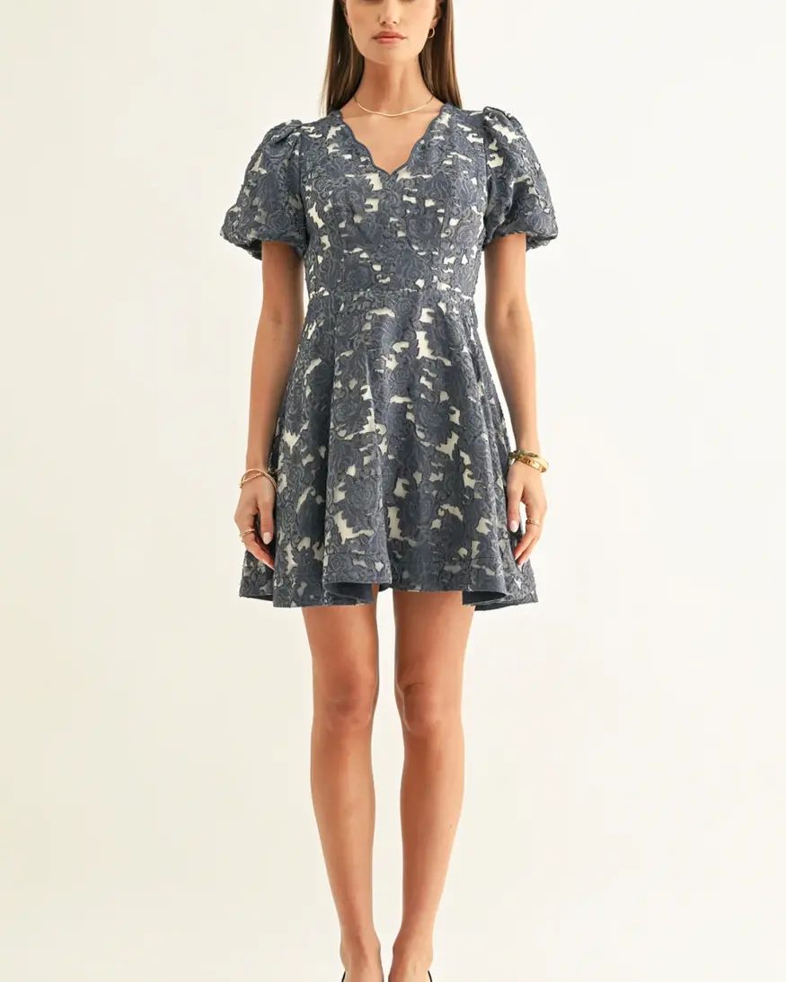 Adelyn Rae Fern Jacquard Mini Dress