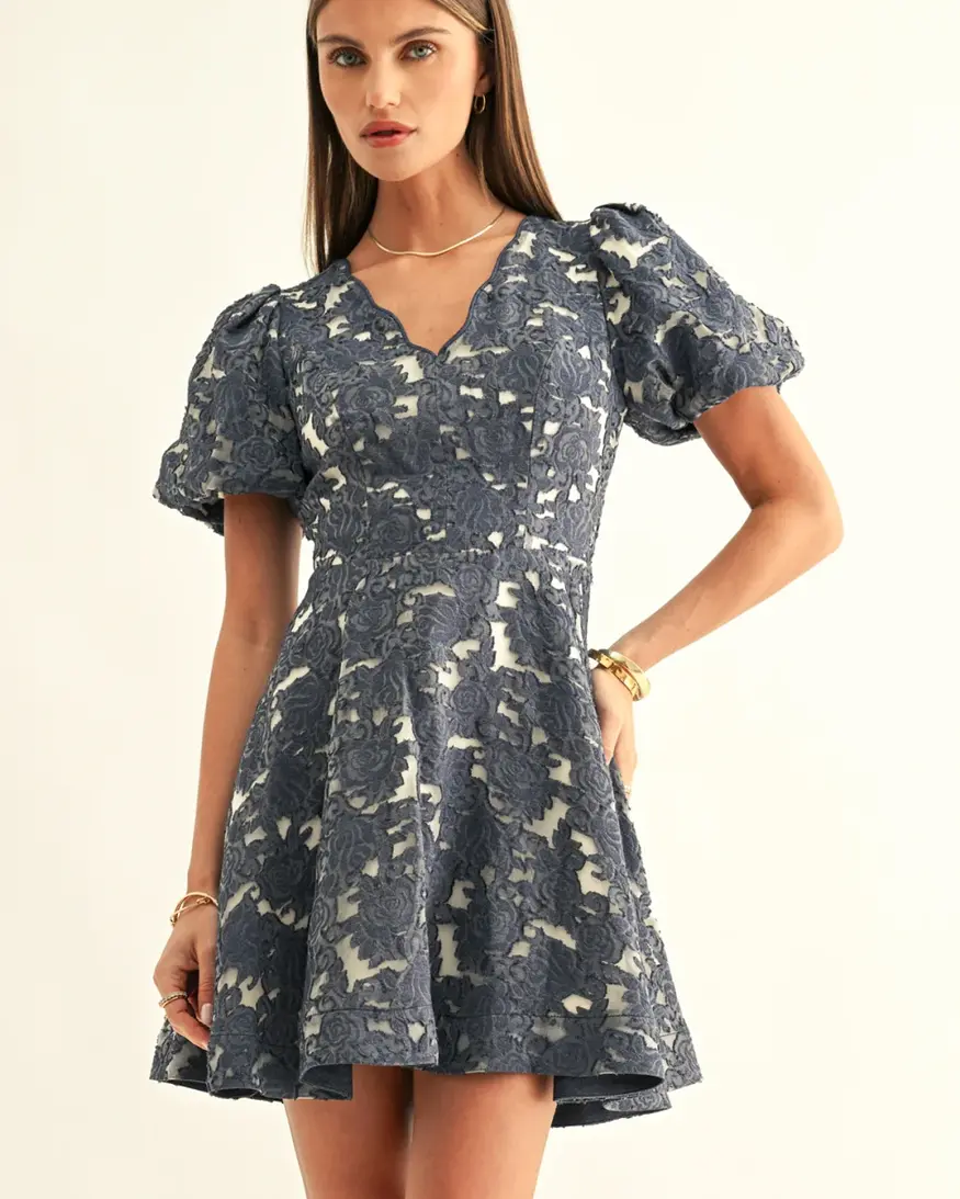 Adelyn Rae Fern Jacquard Mini Dress