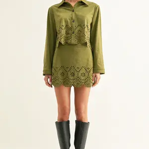 Adelyn Rae Davi Faux Suede Skirt