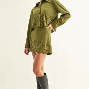 Adelyn Rae Davi Faux Suede Skirt
