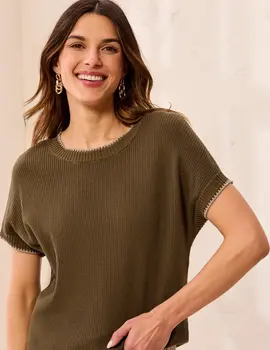 Tribal Carter Crew Neck SS Sweater