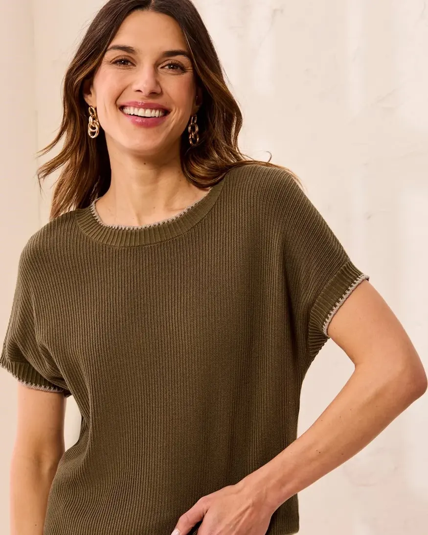 Tribal Carter Crew Neck SS Sweater