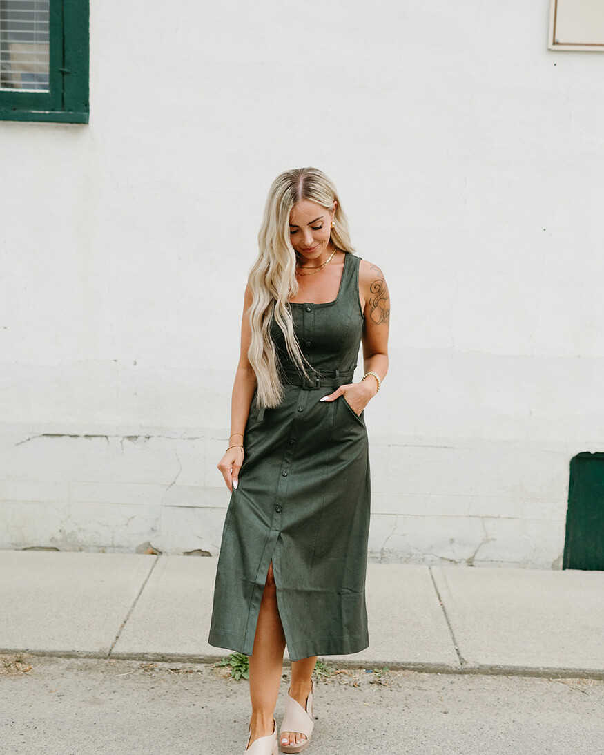 Adelyn Rae Kensley Vegan Suede Midi