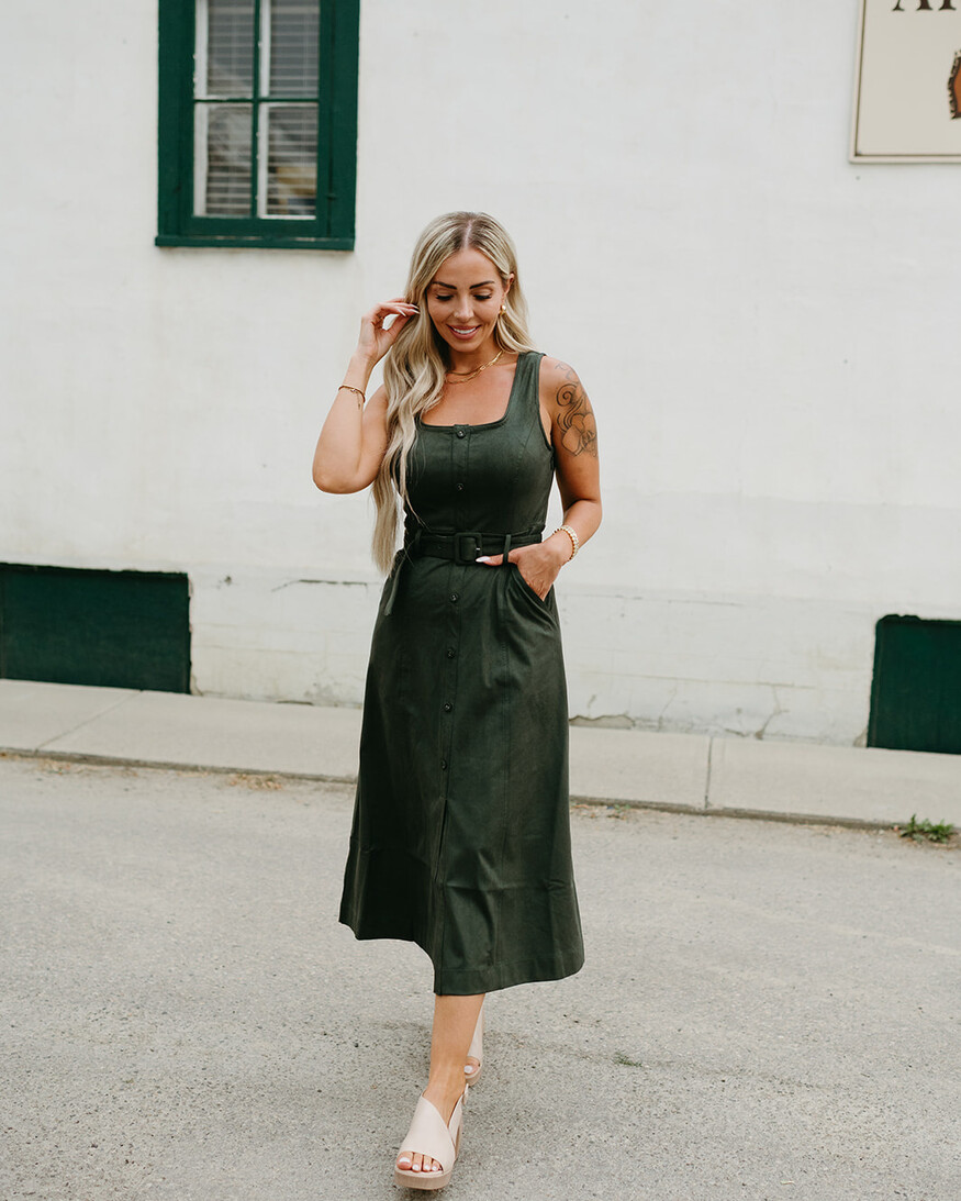 Adelyn Rae Kensley Vegan Suede Midi
