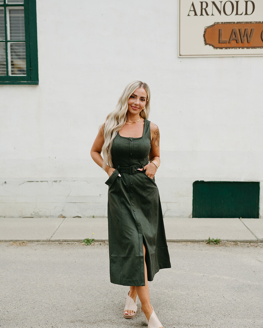 Adelyn Rae Kensley Vegan Suede Midi