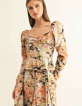 Adelyn Rae Sylvie LS Peplum Top