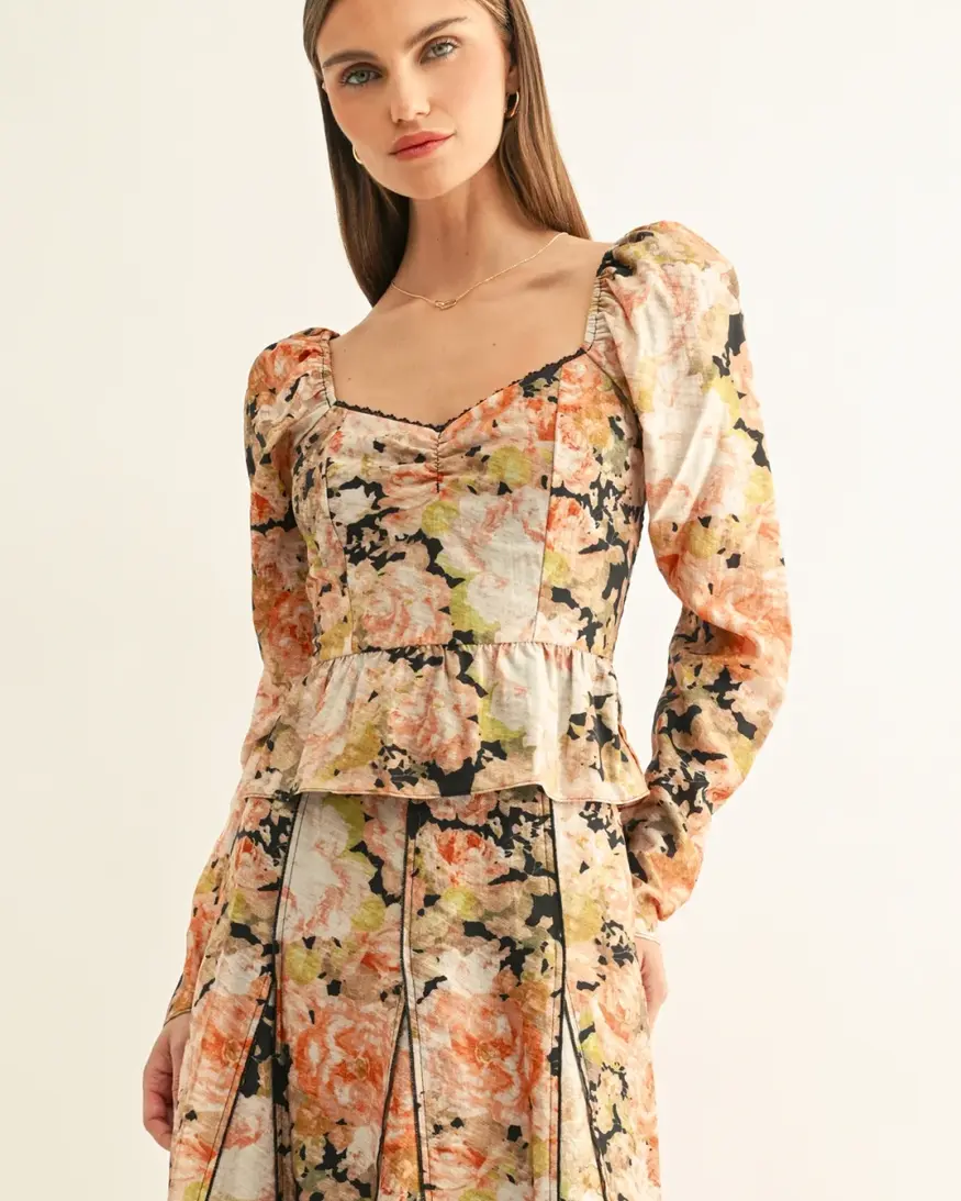 Adelyn Rae Sylvie LS Peplum Top