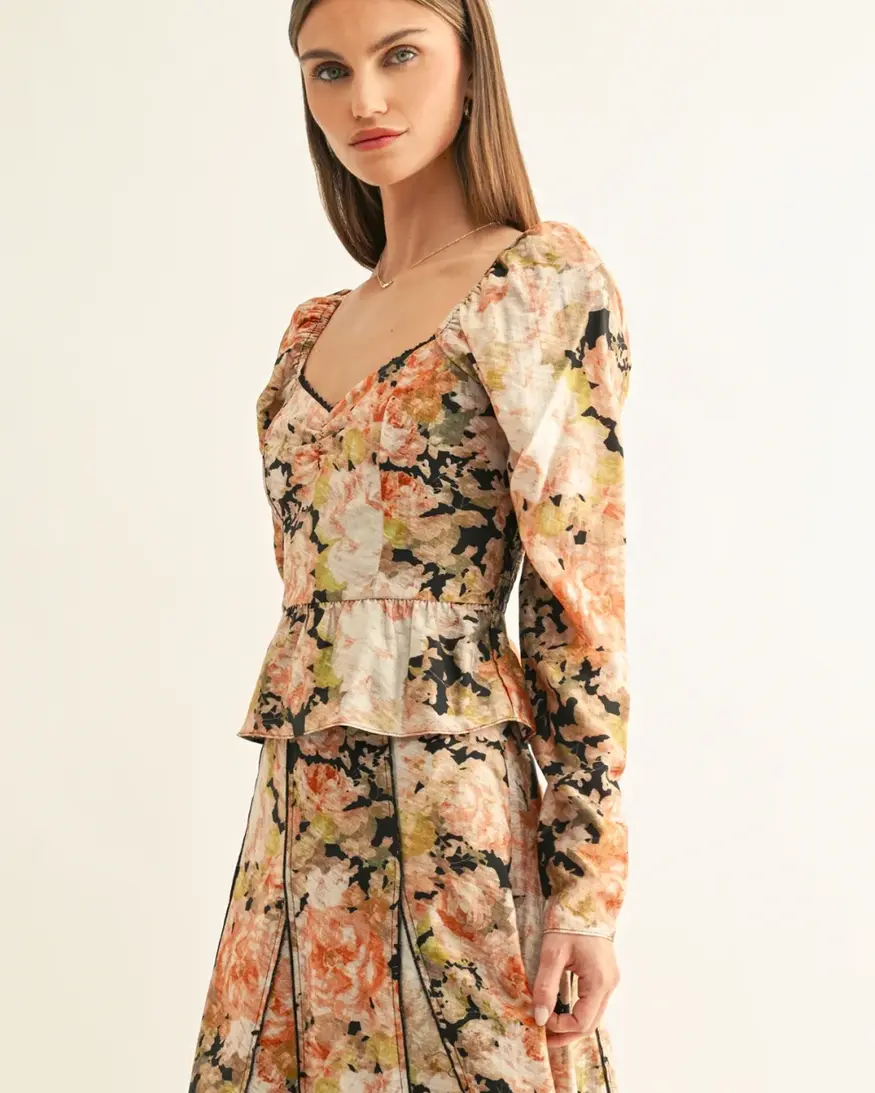 Adelyn Rae Sylvie LS Peplum Top