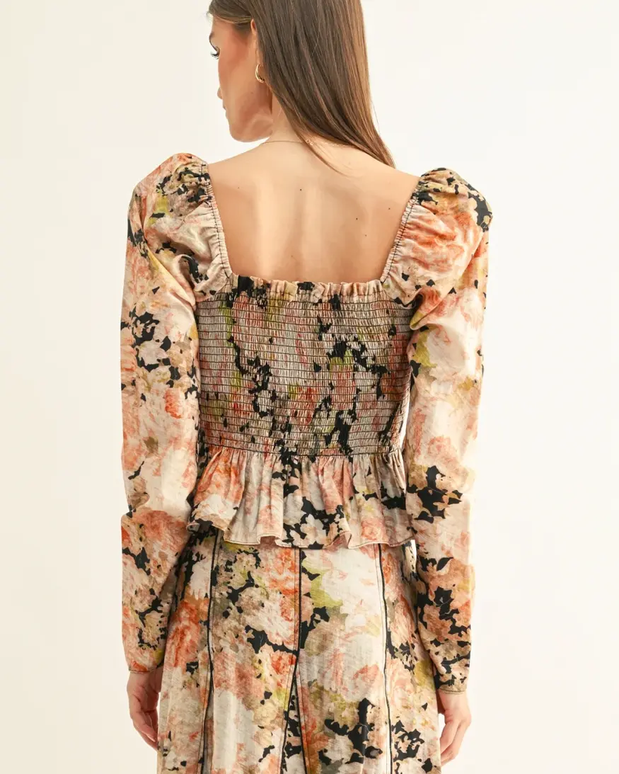 Adelyn Rae Sylvie LS Peplum Top