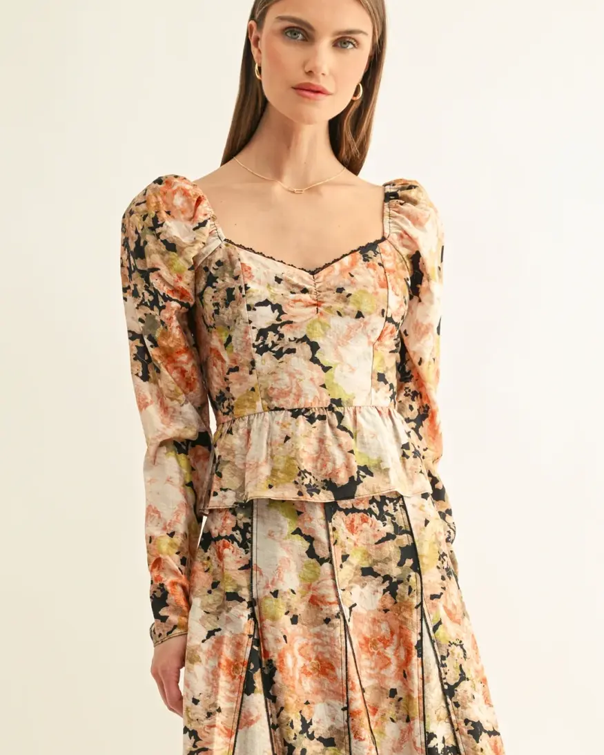 Adelyn Rae Sylvie LS Peplum Top