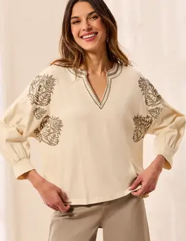 Tribal Chesa Notch Collar Top