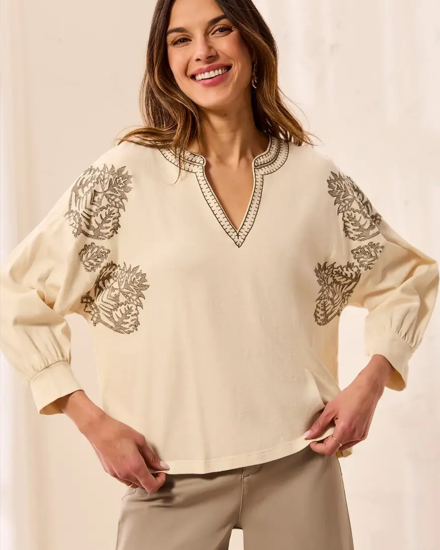 Tribal Chesa Notch Collar Top