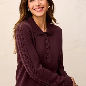 Tribal Chea Cable Polo Sweater