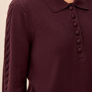 Tribal Chea Cable Polo Sweater