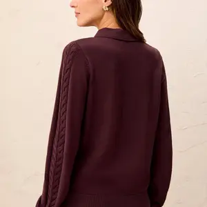 Tribal Chea Cable Polo Sweater