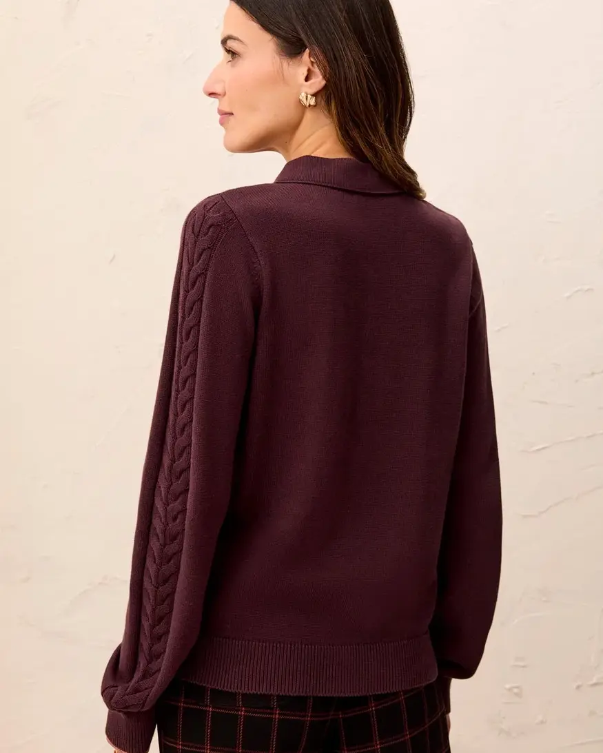 Tribal Chea Cable Polo Sweater