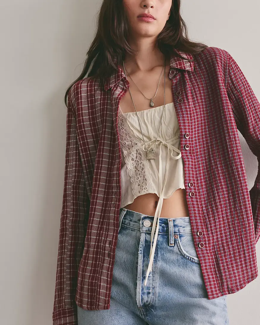 Free People Benny Slim Plaid