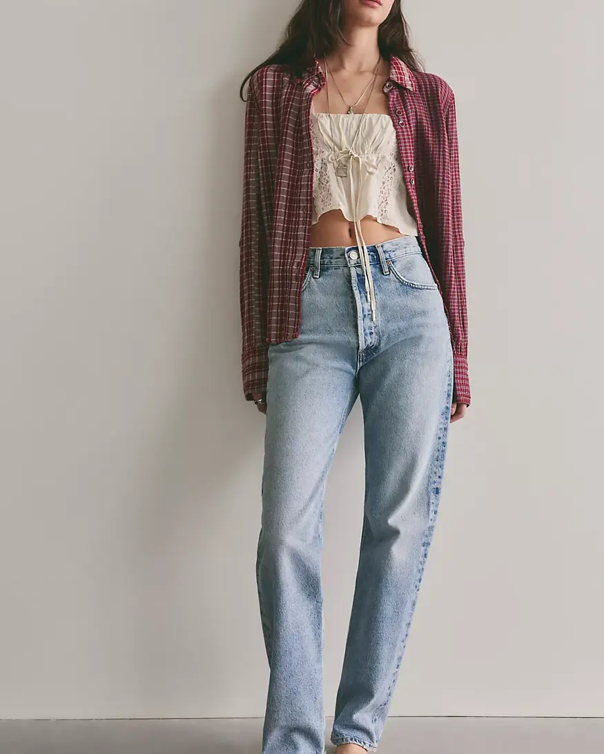 Free People Benny Slim Plaid
