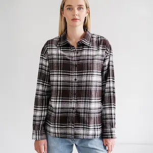Brunette The Label Oversized Plaid Button Up