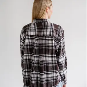 Brunette The Label Oversized Plaid Button Up
