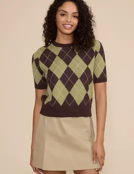 Lucy Paris Quinn Argyle Knit Top