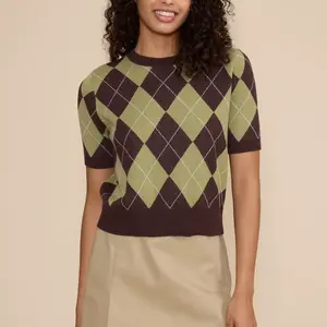Lucy Paris Quinn Argyle Knit Top