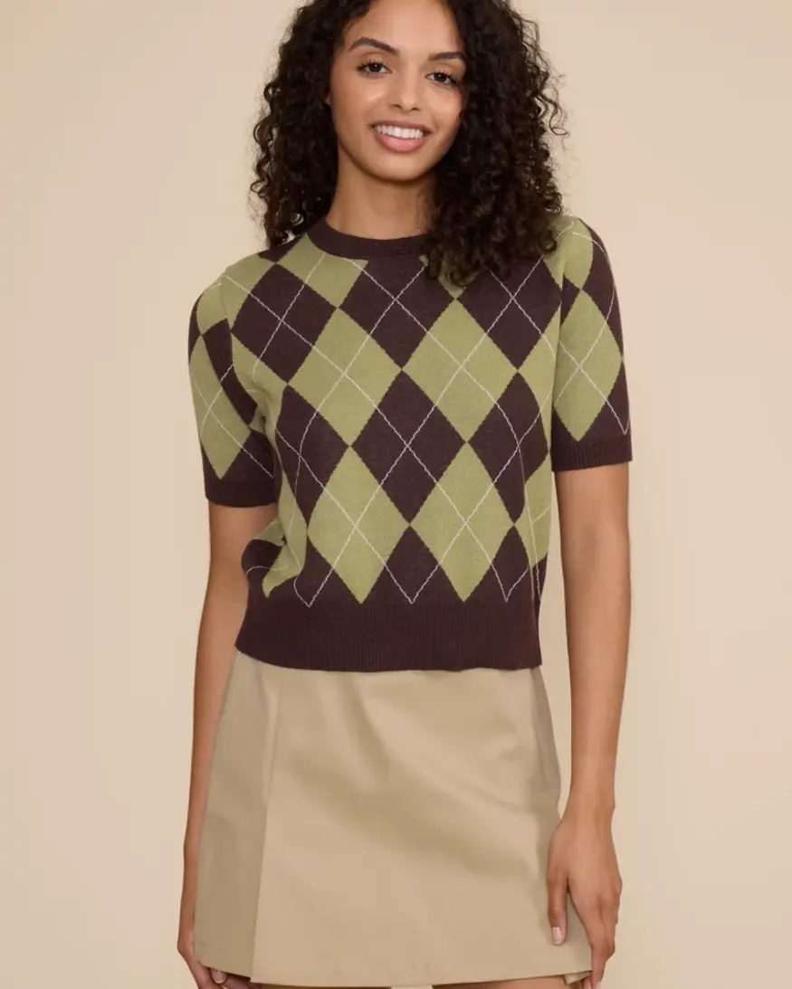 Lucy Paris Quinn Argyle Knit Top