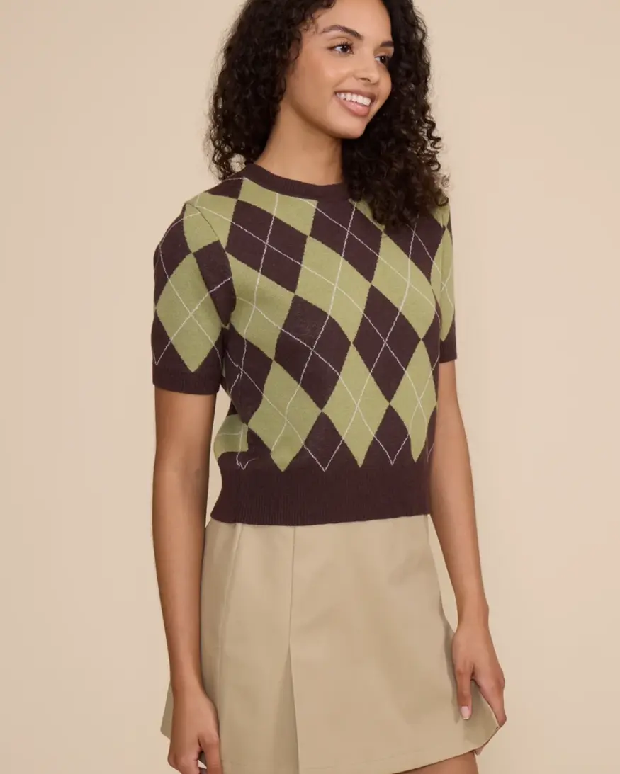 Lucy Paris Quinn Argyle Knit Top