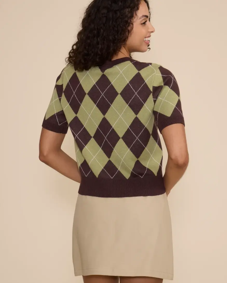 Lucy Paris Quinn Argyle Knit Top