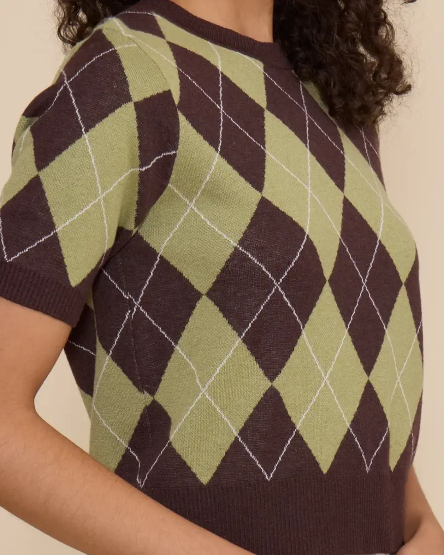 Lucy Paris Quinn Argyle Knit Top