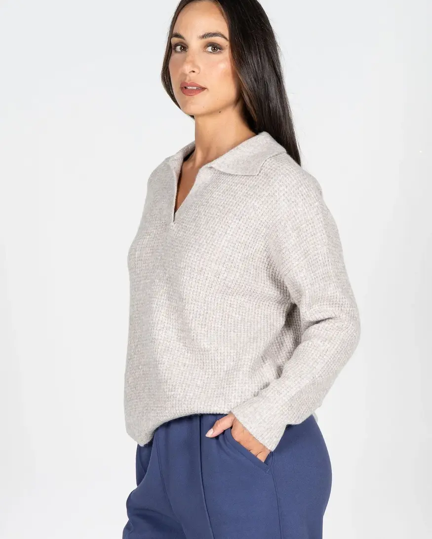 Cest Moi Waffle Knit Oversize Polo
