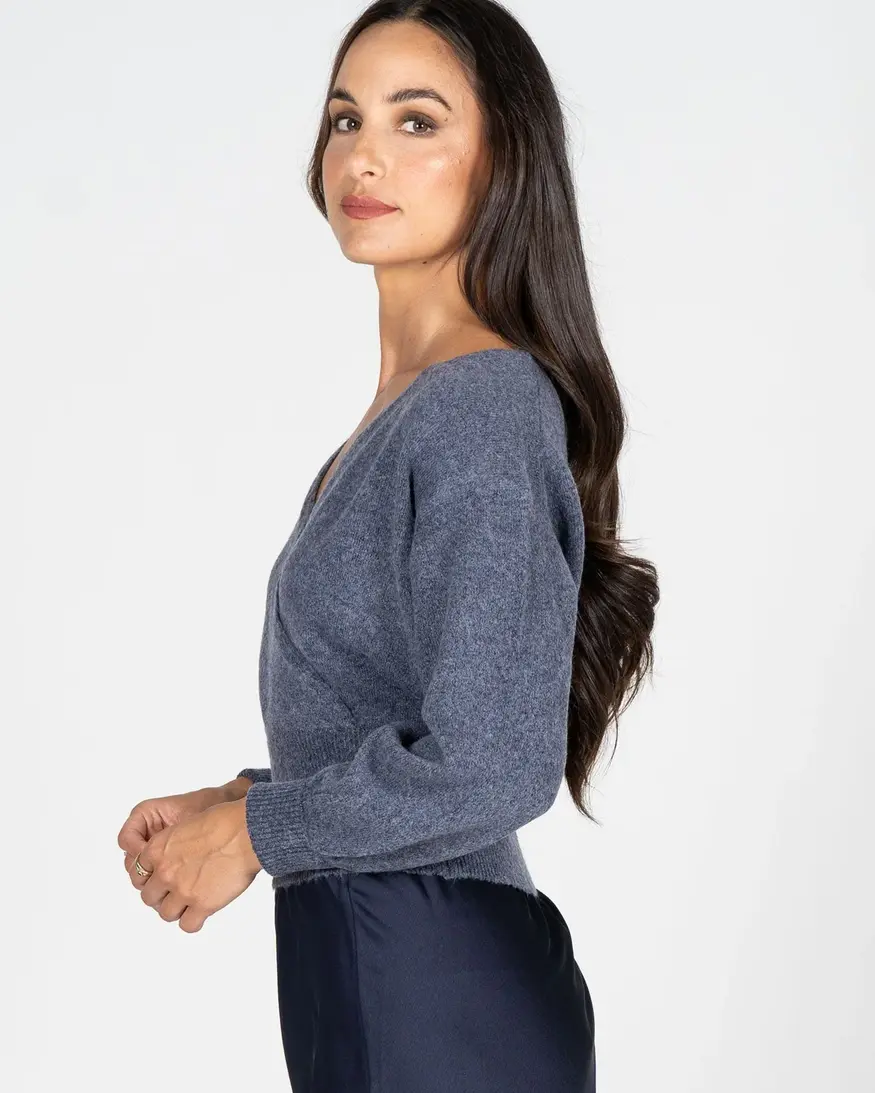 Cest Moi L/S Wrap Knit Sweater