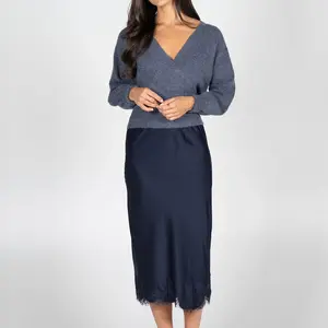 Cest Moi Satin Skirt W/Lace Trim