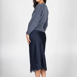 Cest Moi Satin Skirt W/Lace Trim