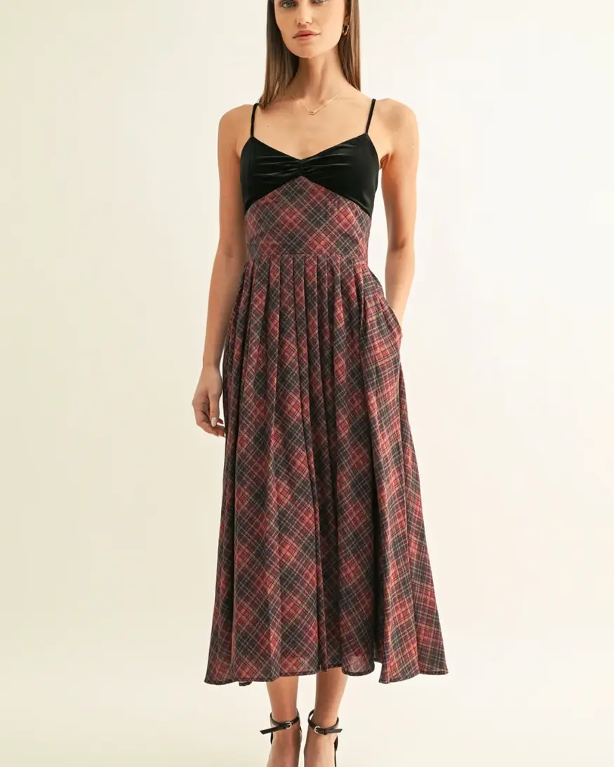 Adelyn Rae Amelia Contrast Pleat Midi