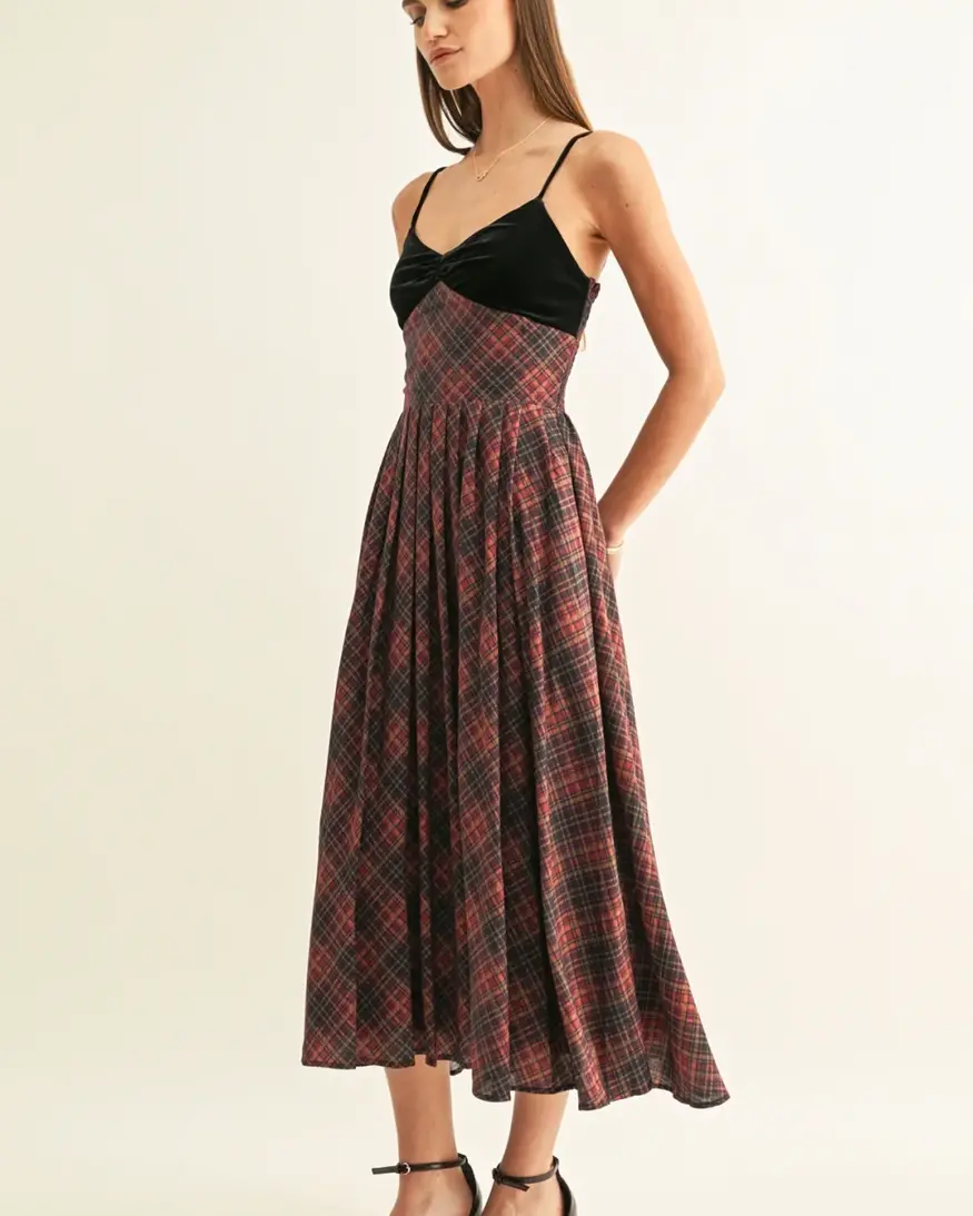 Adelyn Rae Amelia Contrast Pleat Midi