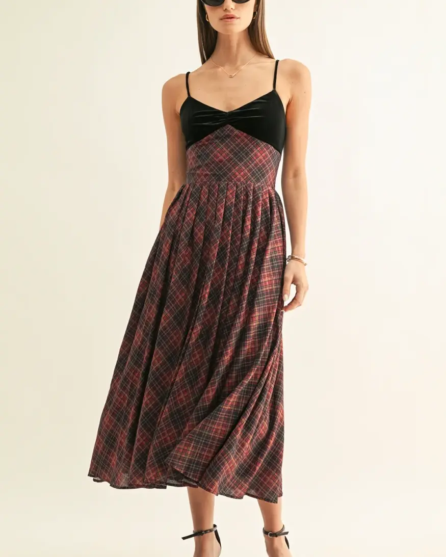 Adelyn Rae Amelia Contrast Pleat Midi