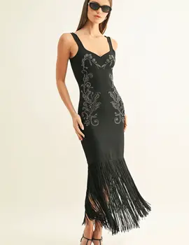 Adelyn Rae Armani Sparkle Fringe Maxi