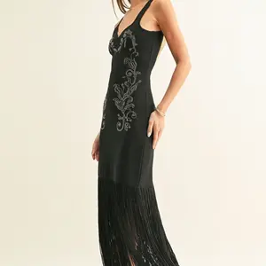 Adelyn Rae Armani Sparkle Fringe Maxi