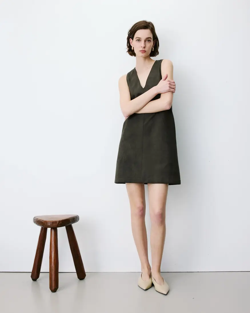 Grace & Mila Anaya Suede V-Neck Mini