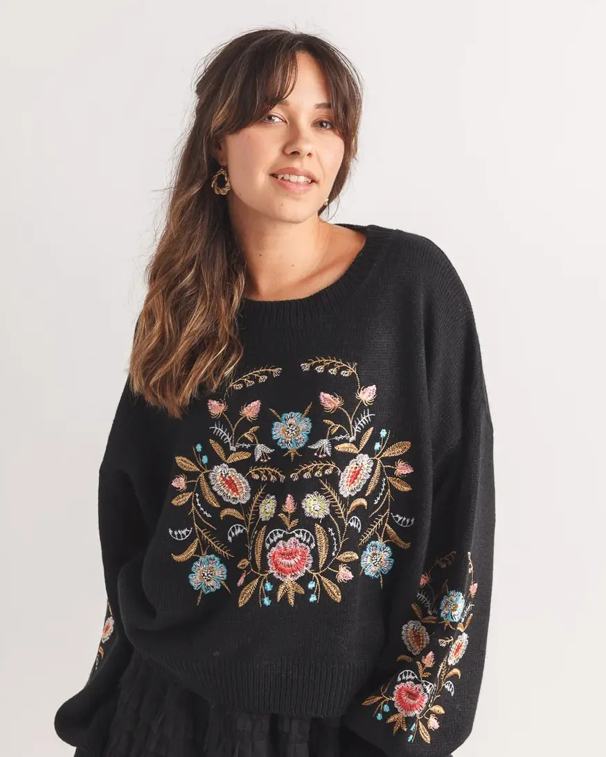 Papillon Tinsley Floral Emb Sweater