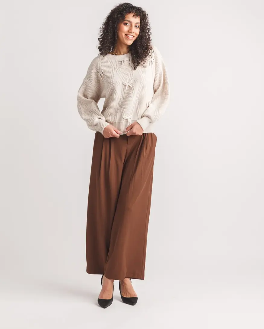 Papillon Twylene Bow Detail Cable Knit